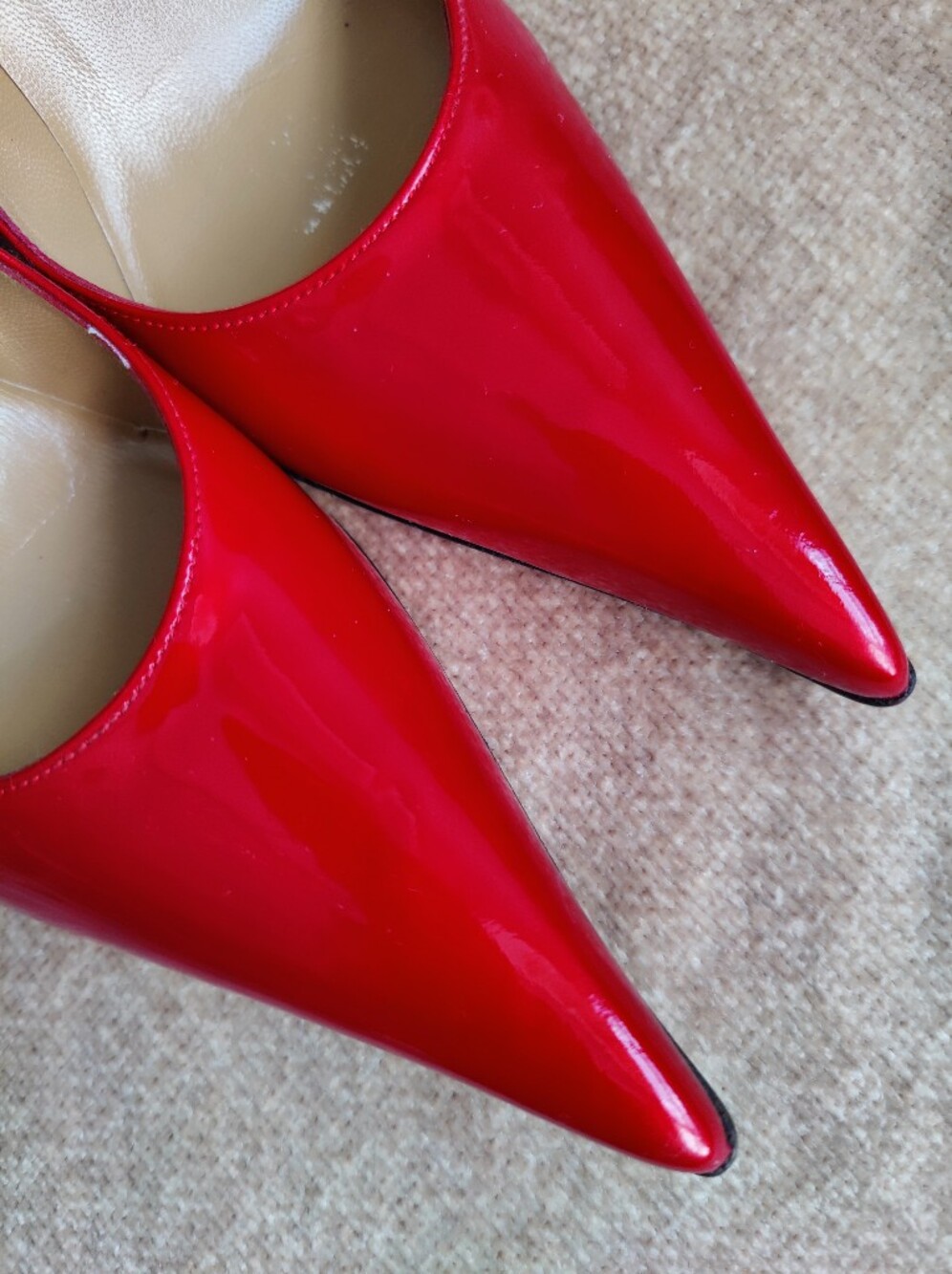 Stuart Weitzman Red Patent Leather Pointed-Toe Stiletto Pumps, 6.5 - Picture 2 of 15